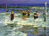 Edward Henry Potthast Wall Art - Bathers in the Surf